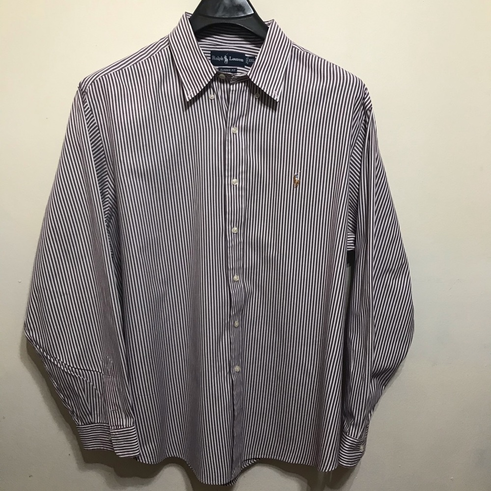 Ralph Lauren Classic Fit XXL White Burgundy Shirt